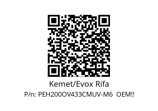   Kemet/Evox Rifa PEH200OV433CMUV-M6  OEM!!