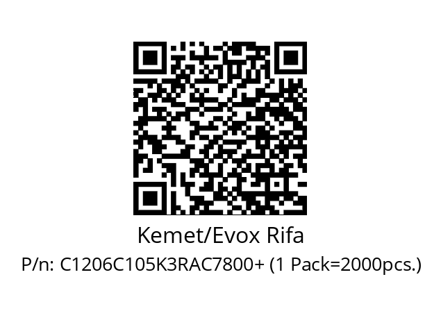   Kemet/Evox Rifa C1206C105K3RAC7800+ (1 Pack=2000pcs.)