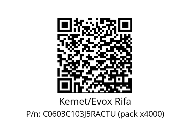   Kemet/Evox Rifa C0603C103J5RACTU (pack x4000)