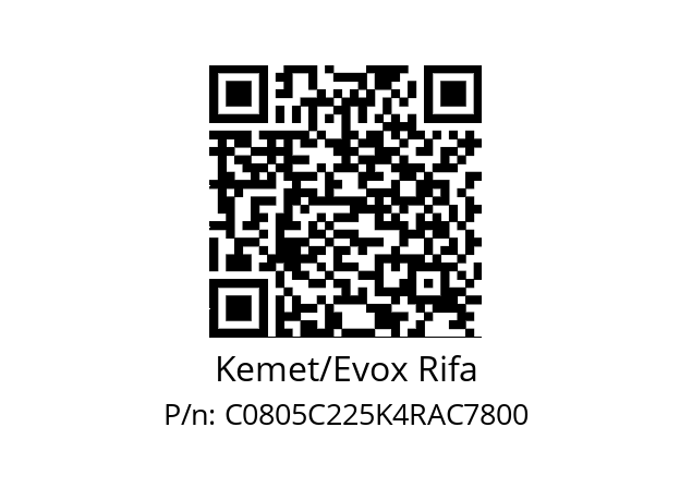   Kemet/Evox Rifa C0805C225K4RAC7800