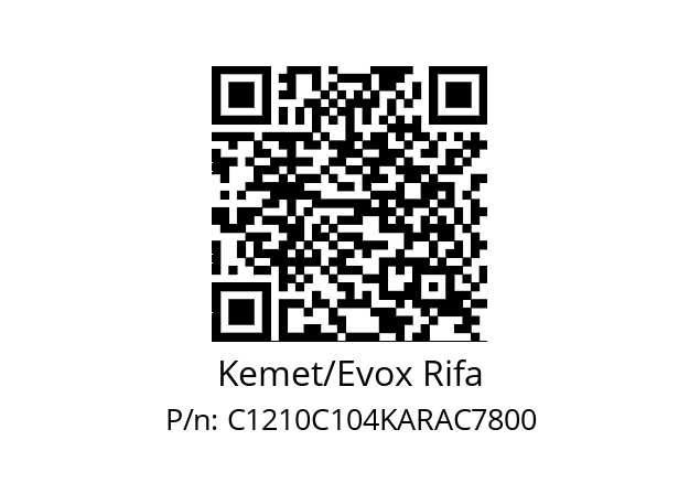   Kemet/Evox Rifa C1210C104KARAC7800