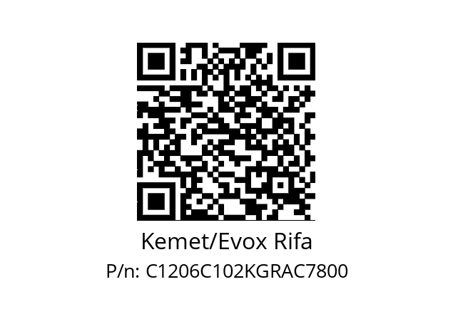   Kemet/Evox Rifa C1206C102KGRAC7800