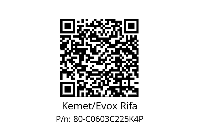  C0603C225K4PACTU Kemet/Evox Rifa 80-C0603C225K4P