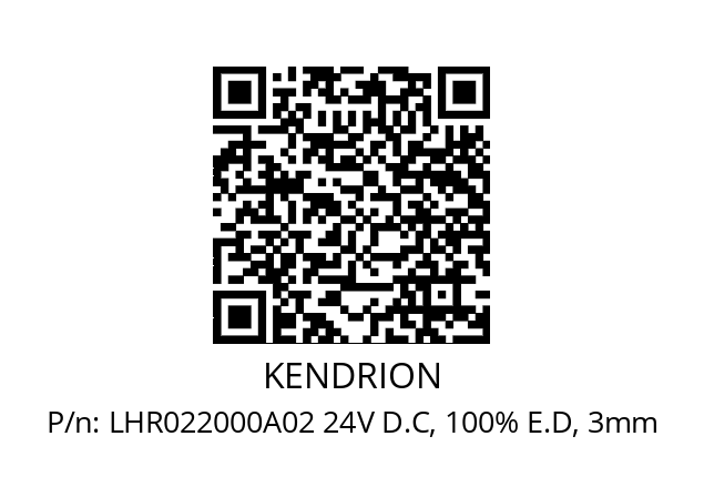   KENDRION LHR022000A02 24V D.C, 100% E.D, 3mm