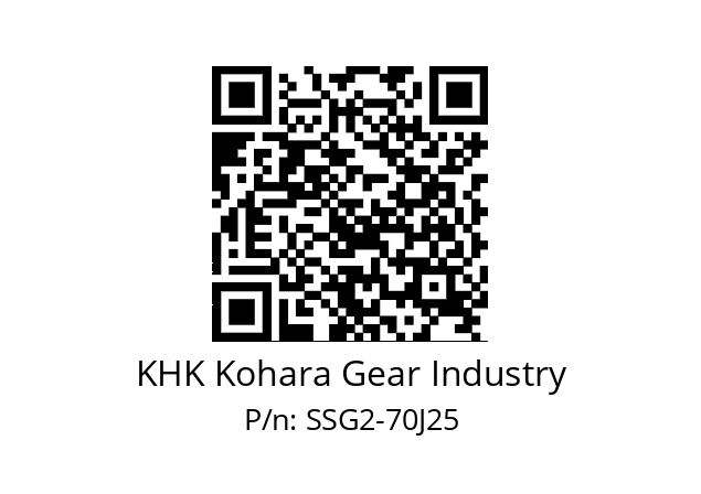   KHK Kohara Gear Industry SSG2-70J25