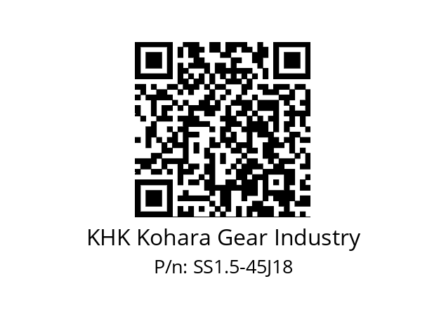   KHK Kohara Gear Industry SS1.5-45J18