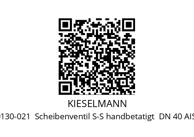   KIESELMANN 4301040130-021  Scheibenventil S-S handbetatigt  DN 40 AISI 304L EPDM