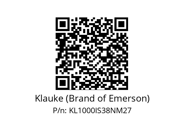   Klauke (Brand of Emerson) KL1000IS38NM27