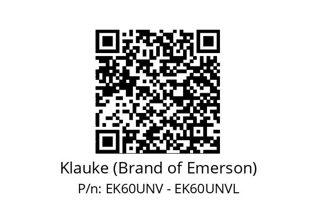   Klauke (Brand of Emerson) EK60UNV - EK60UNVL