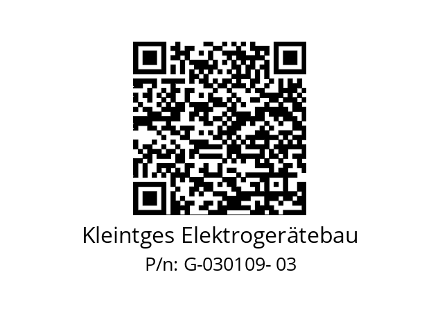   Kleintges Elektrogerätebau G-030109- 03