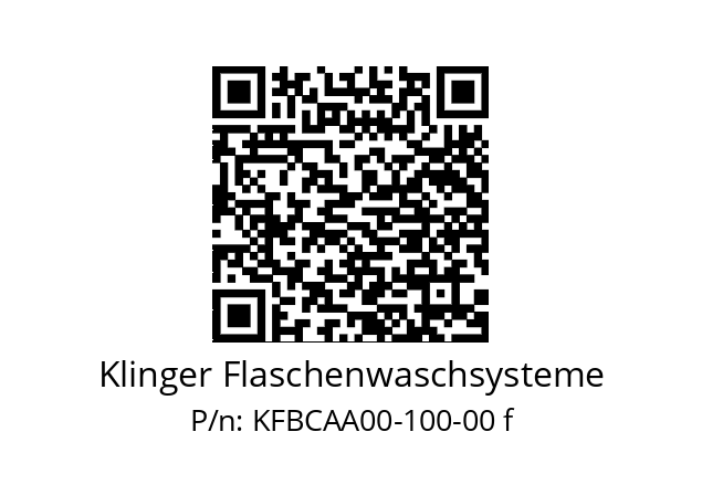   Klinger Flaschenwaschsysteme KFBCAA00-100-00 f