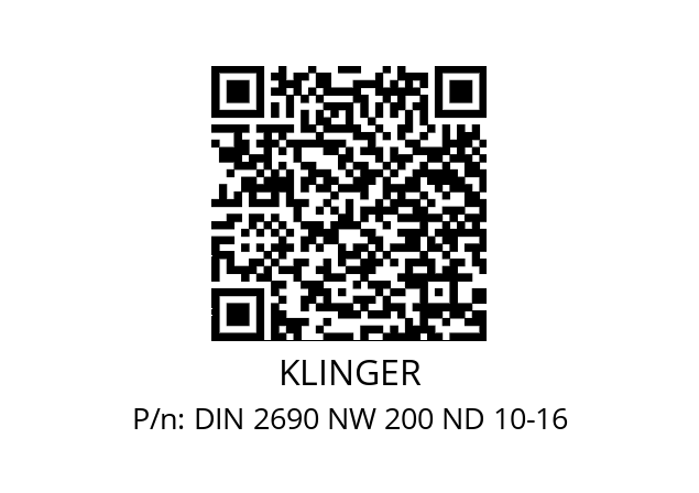   KLINGER DIN 2690 NW 200 ND 10-16