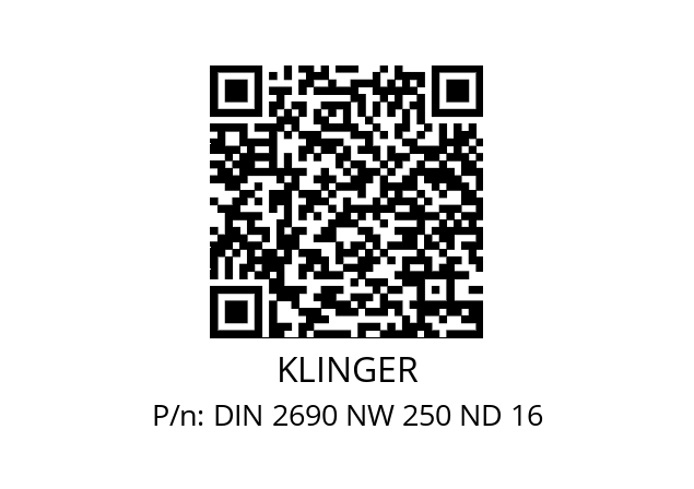   KLINGER DIN 2690 NW 250 ND 16