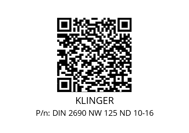   KLINGER DIN 2690 NW 125 ND 10-16