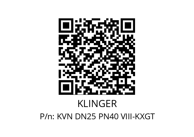   KLINGER KVN DN25 PN40 VIII-KXGT