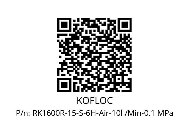   KOFLOC RK1600R-15-S-6H-Air-10l /Min-0.1 MPa