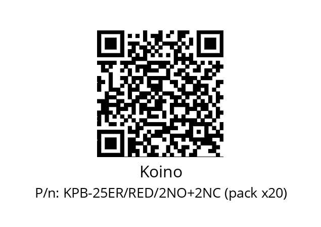   Koino KPB-25ER/RED/2NO+2NC (pack x20)