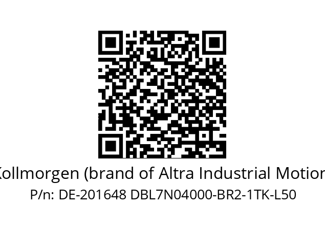   Kollmorgen (brand of Altra Industrial Motion) DE-201648 DBL7N04000-BR2-1TK-L50