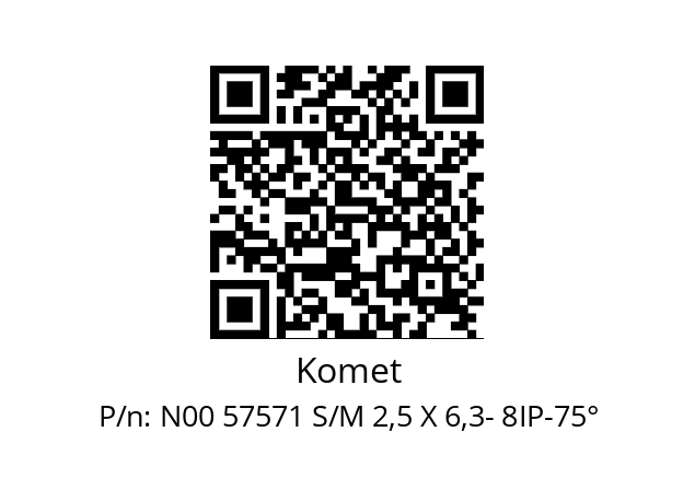   Komet N00 57571 S/M 2,5 X 6,3- 8IP-75°