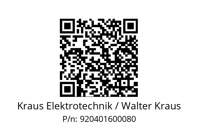   Kraus Elektrotechnik / Walter Kraus 920401600080