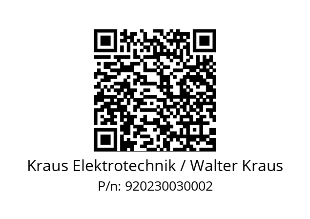   Kraus Elektrotechnik / Walter Kraus 920230030002