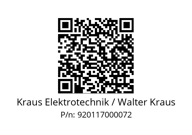   Kraus Elektrotechnik / Walter Kraus 920117000072