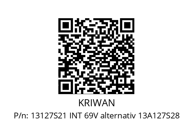   KRIWAN 13127S21 INT 69V alternativ 13A127S28