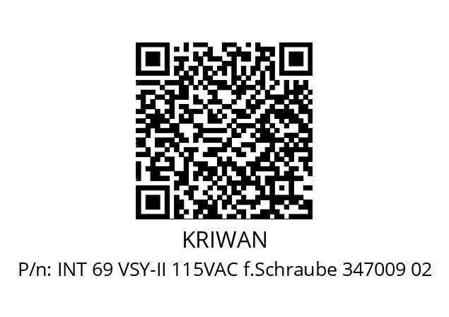   KRIWAN INT 69 VSY-II 115VAC f.Schraube 347009 02