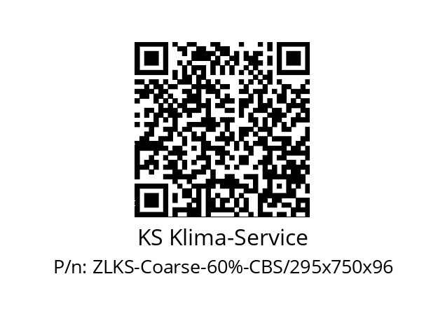   KS Klima-Service ZLKS-Coarse-60%-CBS/295x750x96