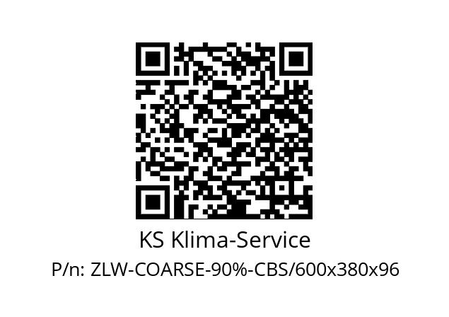   KS Klima-Service ZLW-COARSE-90%-CBS/600x380x96