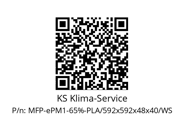   KS Klima-Service MFP-ePM1-65%-PLA/592x592x48x40/WS