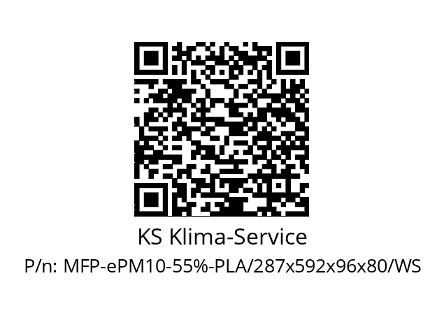   KS Klima-Service MFP-ePM10-55%-PLA/287x592x96x80/WS