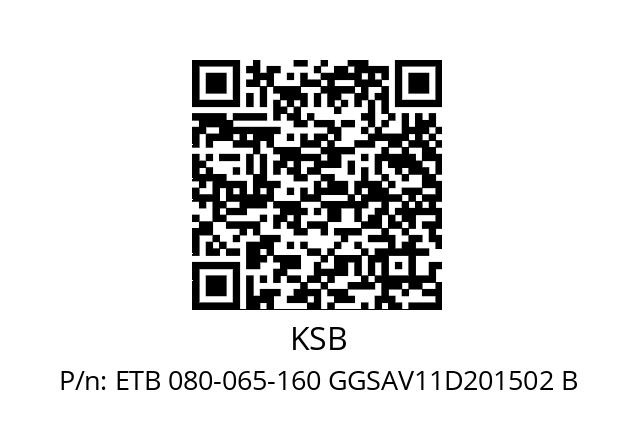   KSB ETB 080-065-160 GGSAV11D201502 B