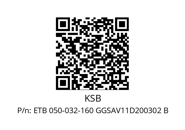   KSB ETB 050-032-160 GGSAV11D200302 B