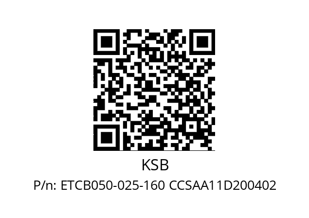   KSB ETCB050-025-160 CCSAA11D200402