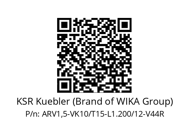  fs-s -A1 1/2 /FLR-SB KSR Kuebler (Brand of WIKA Group) ARV1,5-VK10/T15-L1.200/12-V44R