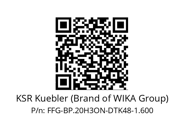   KSR Kuebler (Brand of WIKA Group) FFG-BP.20H3ON-DTK48-1.600