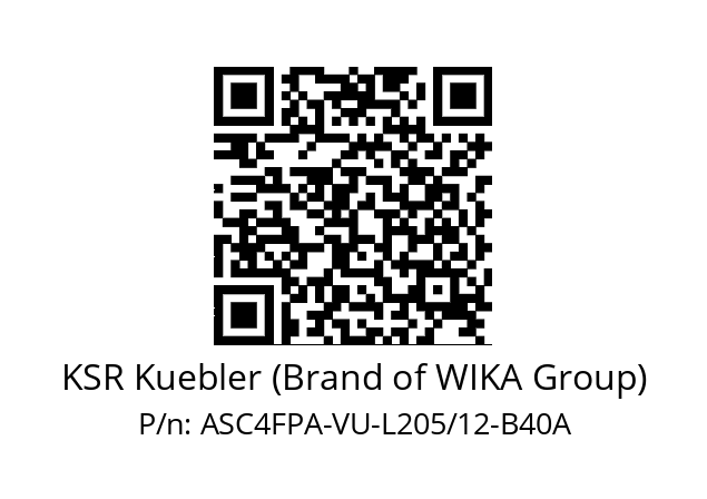   KSR Kuebler (Brand of WIKA Group) ASC4FPA-VU-L205/12-B40A