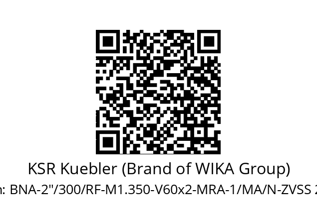   KSR Kuebler (Brand of WIKA Group) BNA-2"/300/RF-M1.350-V60x2-MRA-1/MA/N-ZVSS 250