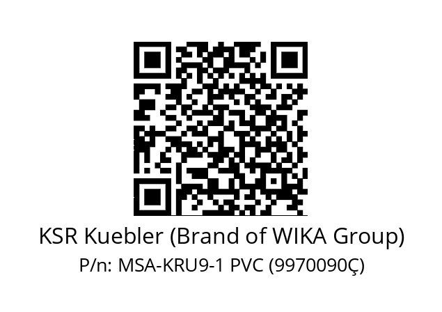   KSR Kuebler (Brand of WIKA Group) MSA-KRU9-1 PVC (9970090Ç)