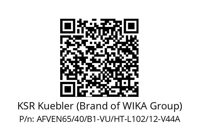   KSR Kuebler (Brand of WIKA Group) AFVEN65/40/B1-VU/HT-L102/12-V44A