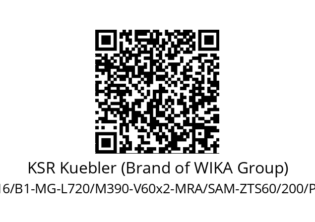   KSR Kuebler (Brand of WIKA Group) UNT-EN65/16/B1-MG-L720/M390-V60x2-MRA/SAM-ZTS60/200/PN16/UTN/ххх-Ex