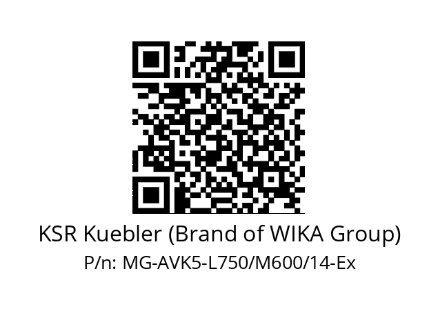   KSR Kuebler (Brand of WIKA Group) MG-AVK5-L750/M600/14-Ex