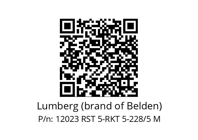   Lumberg (brand of Belden) 12023 RST 5-RKT 5-228/5 M