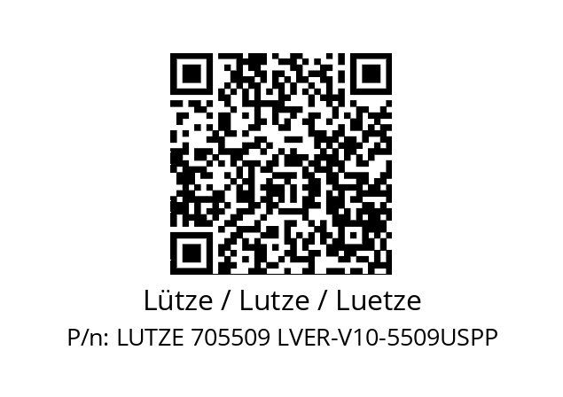   Lütze / Lutze / Luetze LUTZE 705509 LVER-V10-5509USPP