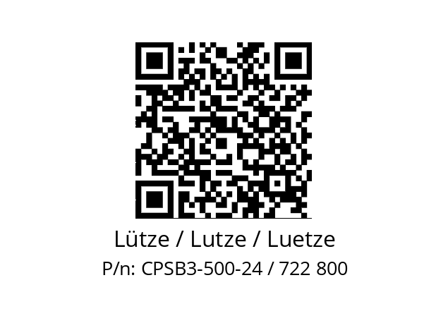   Lütze / Lutze / Luetze CPSB3-500-24 / 722 800