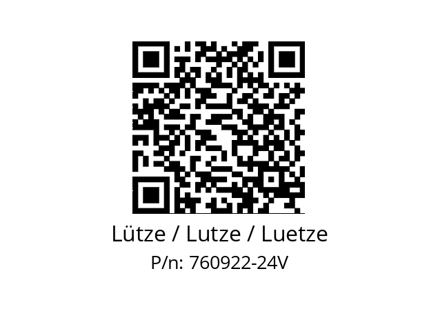   Lütze / Lutze / Luetze 760922-24V