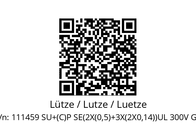   Lütze / Lutze / Luetze 111459 SU+(C)P SE(2X(0,5)+3X(2X0,14))UL 300V GN