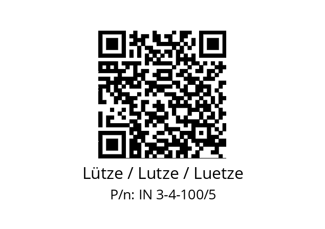   Lütze / Lutze / Luetze IN 3-4-100/5