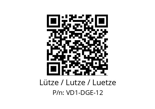   Lütze / Lutze / Luetze VD1-DGE-12